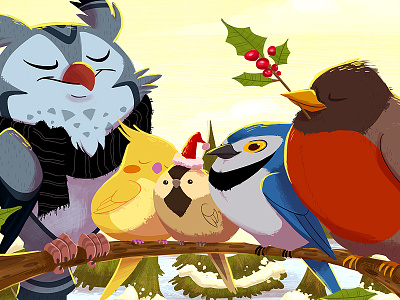 Last years Christmas card birds blue jay card chickadee christmas cockatiel holiday owl robin snow winter