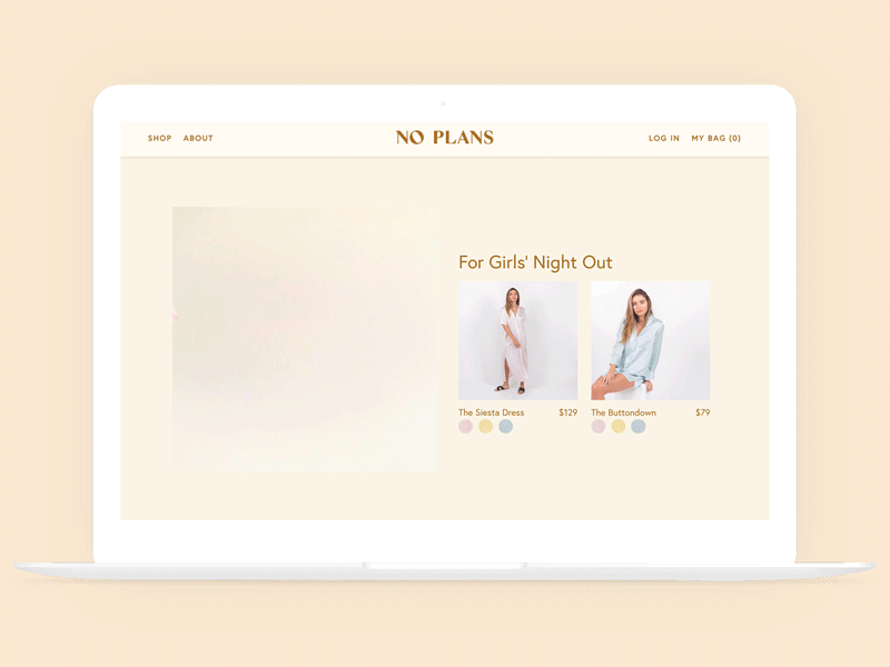 No Plans Desktop Site branding design ecommerce fashion fashion branding ui ux video web web development website design