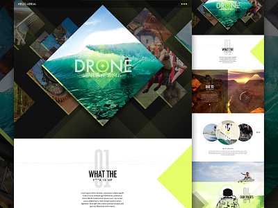 Hello Full angle art direction creative direction diagonals diamond drone snowboard surf typography video web white space
