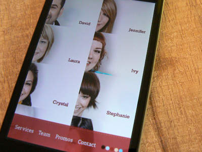Salon Team Page elegant seagulls iphone mobile app clean team salon phone