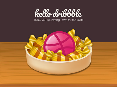 Hello Dribbble candies debut first shot hello dribbble illustration thank you