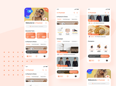Influencer Campaign Task Distribution App Homepage interaction design ui