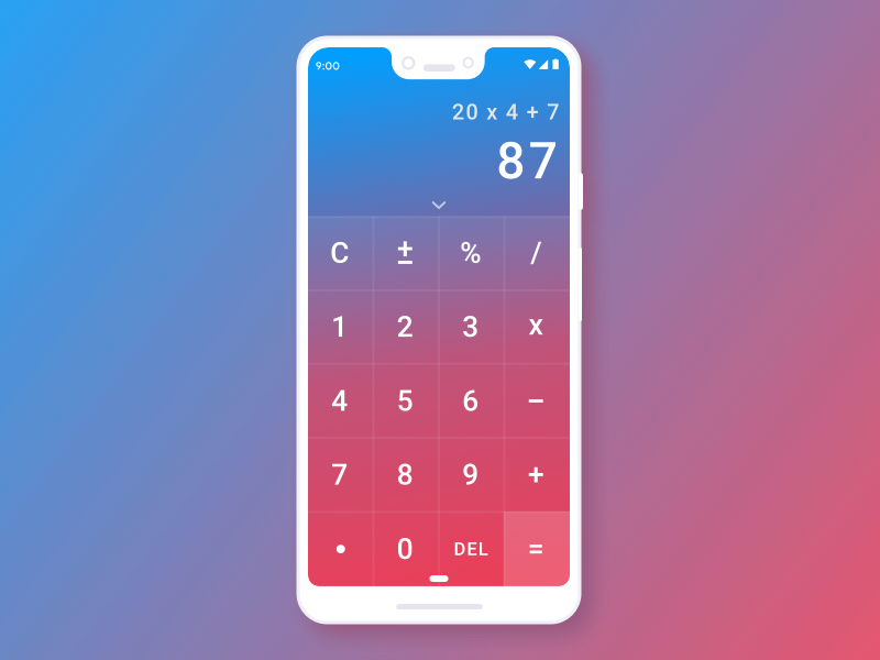 Daily UI #004 android pixel 3 color gradient sketch mobile ui mobile app design mobile digital dailyui004 dailyui calculator