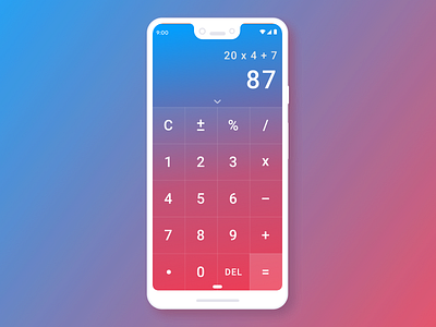 Daily UI #004 android calculator color dailyui dailyui004 digital gradient mobile mobile app design mobile ui pixel 3 sketch