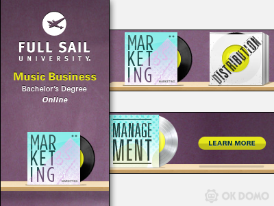 Full Sail Music Business ad ad campaign full sail icons purple