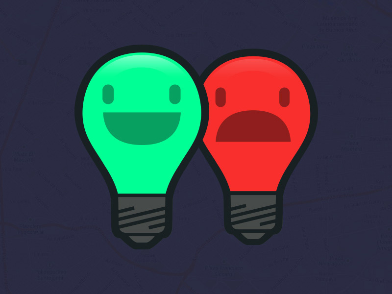 Logo logo acanohayluz aerolab brand light lightbulb smile sad argentina lucas blackout map
