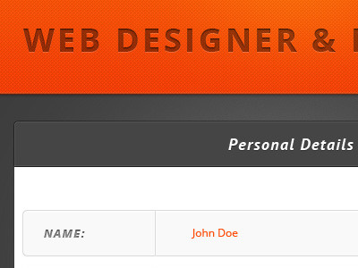 CV/Resume - Personal Details argentina cv layout lucas orange pixel perfect resume texture ui web