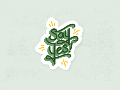 Say Yes adobe bridesmaid dropshadow gift green illustrator sayyes stickermule stickers typography yellow