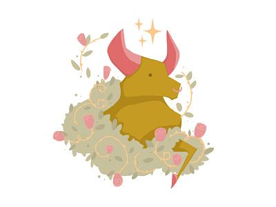 Taurus astrology astrology sign bull doodle gold green illustration leaves may pink roses sign stars taurus