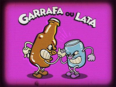 Beer fight: bottle x can beer cartoon character animation character design gif ilustrator motiongraphics oldschool toons vintage