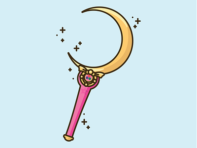 Moon Stick anime design flat graphic graphicdesign icon illustration logo minimal sailormoon vector vectorart web