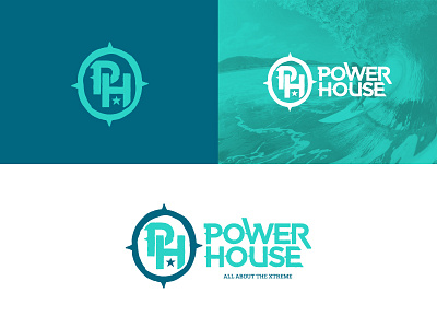 Powerhouse Logo blue branding corporate extreme green identity logo ski snowboard sports star surf