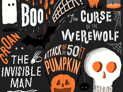 Halloween doodle ghost halloween horror illustration pumpkin sketch skull spooky type