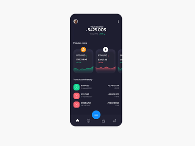 Cryptocurrency trading app animation app bitcoin crypto crypto exchange cryptocurrency currency dark mode dashboard design dogecoin ethereum figma mobile money motion new ui ux xd