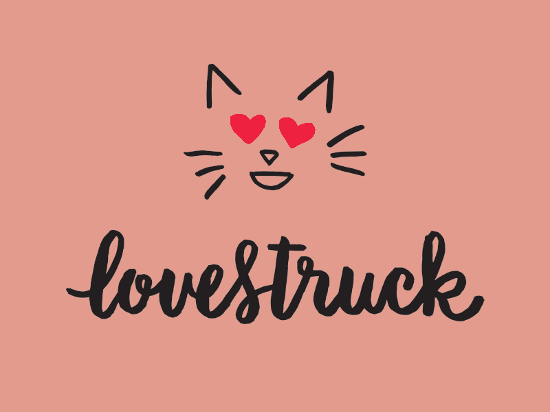 Lovestruck Cat Face cat emoji handlettering heart lettering lovestruckcatface meow