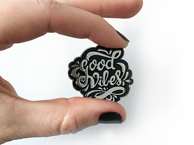 Goodvibespin enamel handlettering lapel pin lettering pin