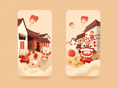 Spring Festival app art branding design illustration ios ui vector
