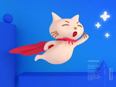 FLY CAT - FeeMoo 3d art design feemoo fly cat logo ui web website