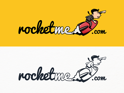 Rocket Me Logo branding glyph identity logo man mark rocket sign smoke yellow