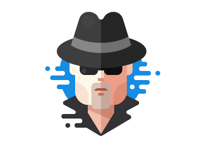 Detective flat icon clean cloak flat hat icon man secret security spy steal thief trust