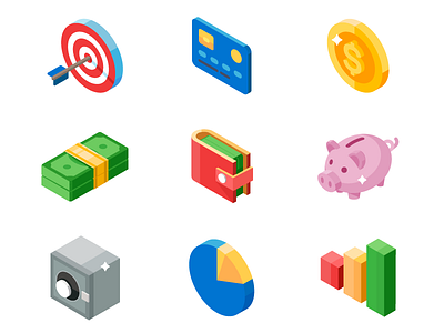 Isometric Icon Set - Business And Money