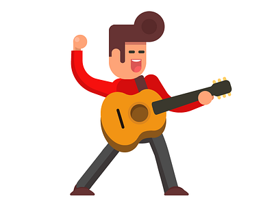 Flat Elvis Presley 60s acoustic character elvis flat guitar hair icon illustration musician presley rock n roll