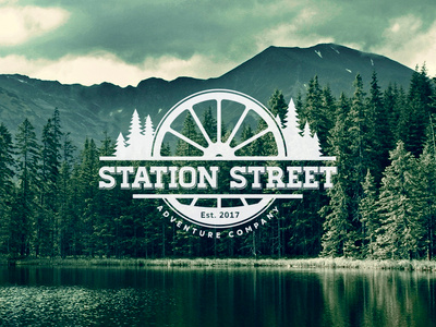 Station Street adventure branding forest logo train vintage