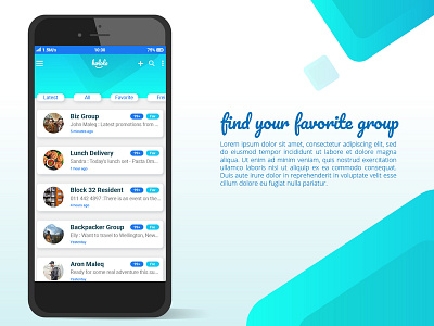 Holola: Group Messaging E-walllet APP - UI UX Kit app branding group chat list view ui concept ui ux