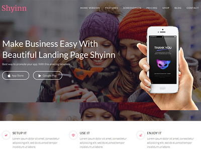Shyinn Lite - Free One Page App WordPress Theme
