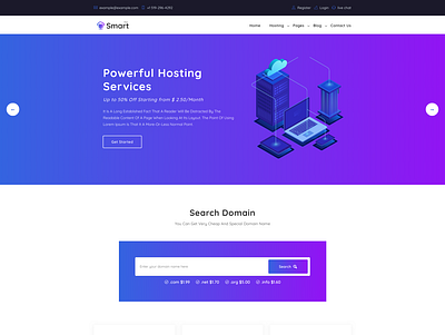 SmartHost - Domain Hosting Business HTML Template cloud hosting dedicated server domain registration domains hosting business hosting startup hosting technology hosting template servers shared hosting web hosting