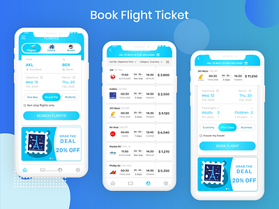 Flight, Search, Book Seat adobexd app design appstore booking bus clean ui deals flight friendly illustration interface ios iphonex train ui ux