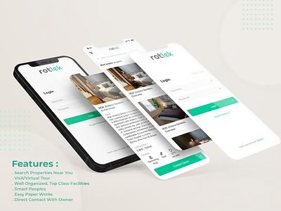 Rotlek : Hassel free properties android app appartment booking clean ui design house ios mobile ui property real estate rent rental room booking trendy ui uidesign uiux ux xd