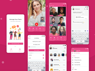 Meeting App for Teams to Discuss app call chat clean ui conference data google meet google meeting product design profile ui ux video videocall zoom