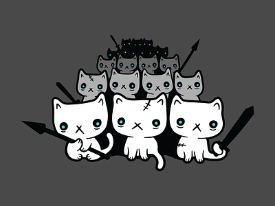 Cats are coming cat army cats cute cats game of thrones gameofthrones illustration illustrator shirt t shirt undead cats vector white walkers zombie cats