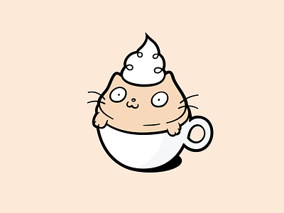 Catamel Latte caramel latte cat cat doodle cat illustration coffee coffee cat coffee cup cute cat illustration illustrator shirt t shirt vector whipcream cat