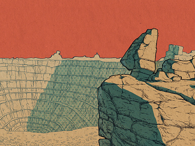 Franz's Birds' Return birds blue canyon graphics illustration mountain red sky