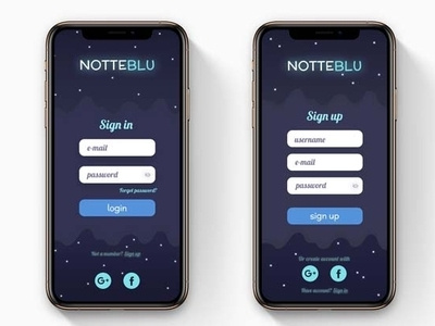 NOTTEBLU | Sign in/Sign up UI design First shot mobile app mobile app design sign in sign in page sign up sign up page ui ui ux design ui 100day ui animation ui ux uidesign uipractice