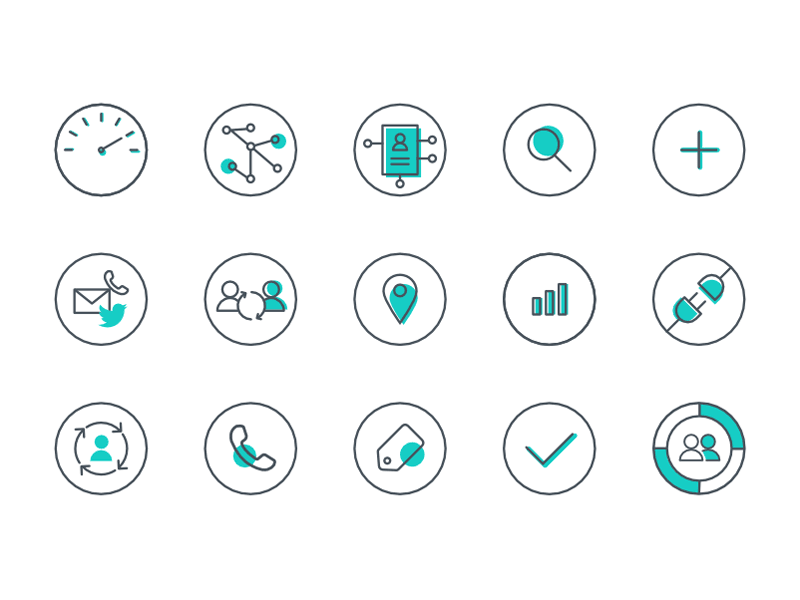 Iconography branding business business icons icons identity resolution marketing icons teal yellow