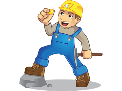 Miner boots cave design gold graphic design graphicdesigner illustration man mascot logo miner rock vector