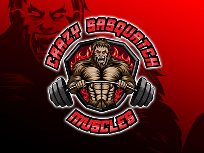 Crazy Saquatch muscles design illustration logomascot mascot logo mascotdesign vector