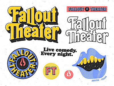 Fallout Theater austin branding comedy texas theater type wordmark