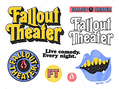 Fallout Theater austin branding comedy texas theater type wordmark