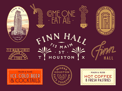 Finn Hall | Identity system branding food houston identity texas