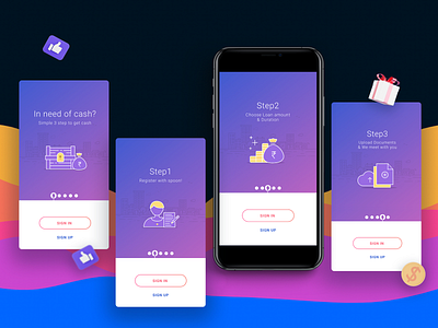 Fintech - Onboarding screens animation app design fintech app icon illustration ios minimal onboard ui vector