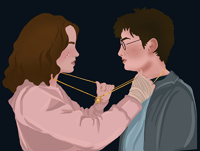 Harry and Hermiona app art artist artwork branding design harrypotter illustration logo potter vector