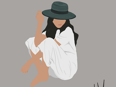 girl with a hat art artist artwork branding design illustration logo