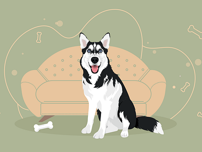 husky animals dog illustration