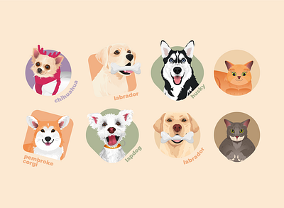 Dogs & cats cat dog icons illustration vector