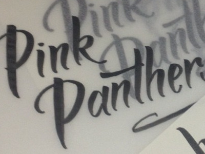 Pink Panthers - logo process felt ink lettering logo panther pink type