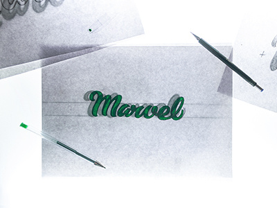 Marvel Sketch fuentoovehuna lettering light table logo sketch type work in progress